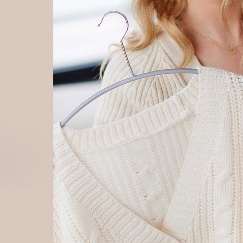 MAWA Euro Shirt & Pants Hangers, Set of 5 - Silver/White - Image 4